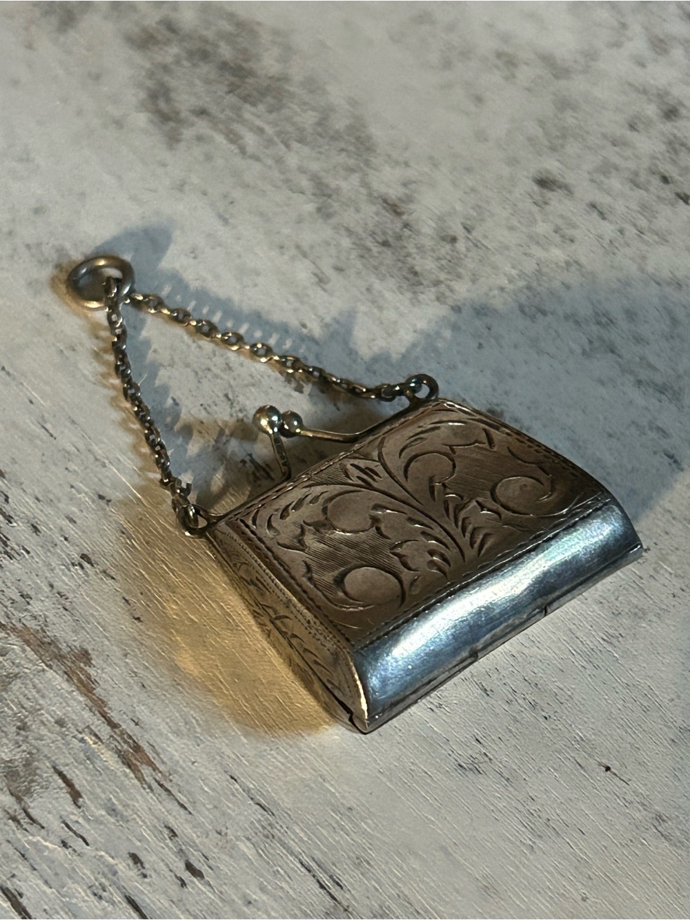 Vintage Sterling Silver Decorative Purse Pendent - Picture 3 of 6
